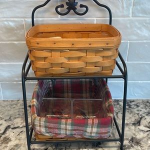 Bundle of Longaberger Little Bin 2 Tier Stand with All shown included.